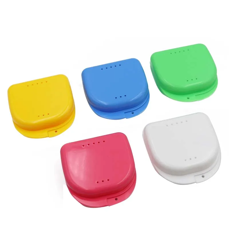 

10Pcs Denture Storage Cases with Vent Holes Tight Snap Lock Colorful Plastic Orthodontic Retainer Mouth Guard Container Box