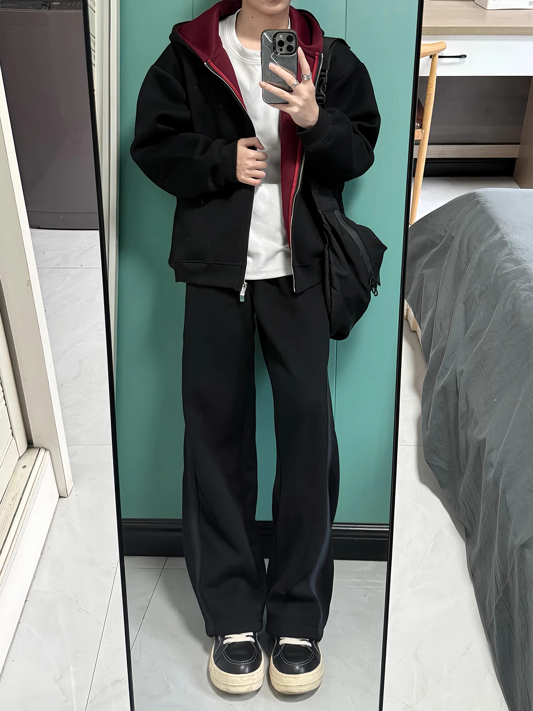 

Мужские спортивные брюки American Stripe: осенне-зимние прямые брюки с флисовой подкладкой, плотные, струящиеся, с эффектом драпировки