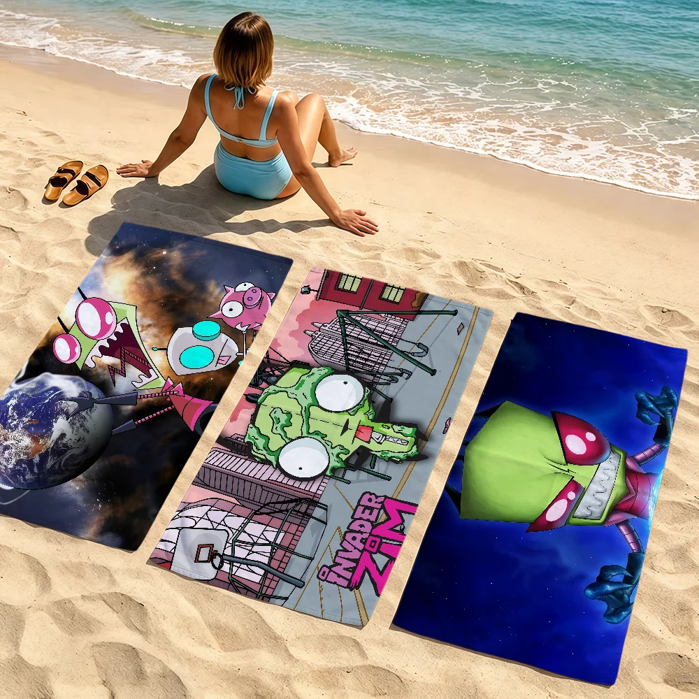 Cartoon I-Invader Z-Zim Art Towel Soft Quick Dry Beach Towels For Gift Travel Gym Bathing Spa Camp Sport Pool Towel Gift