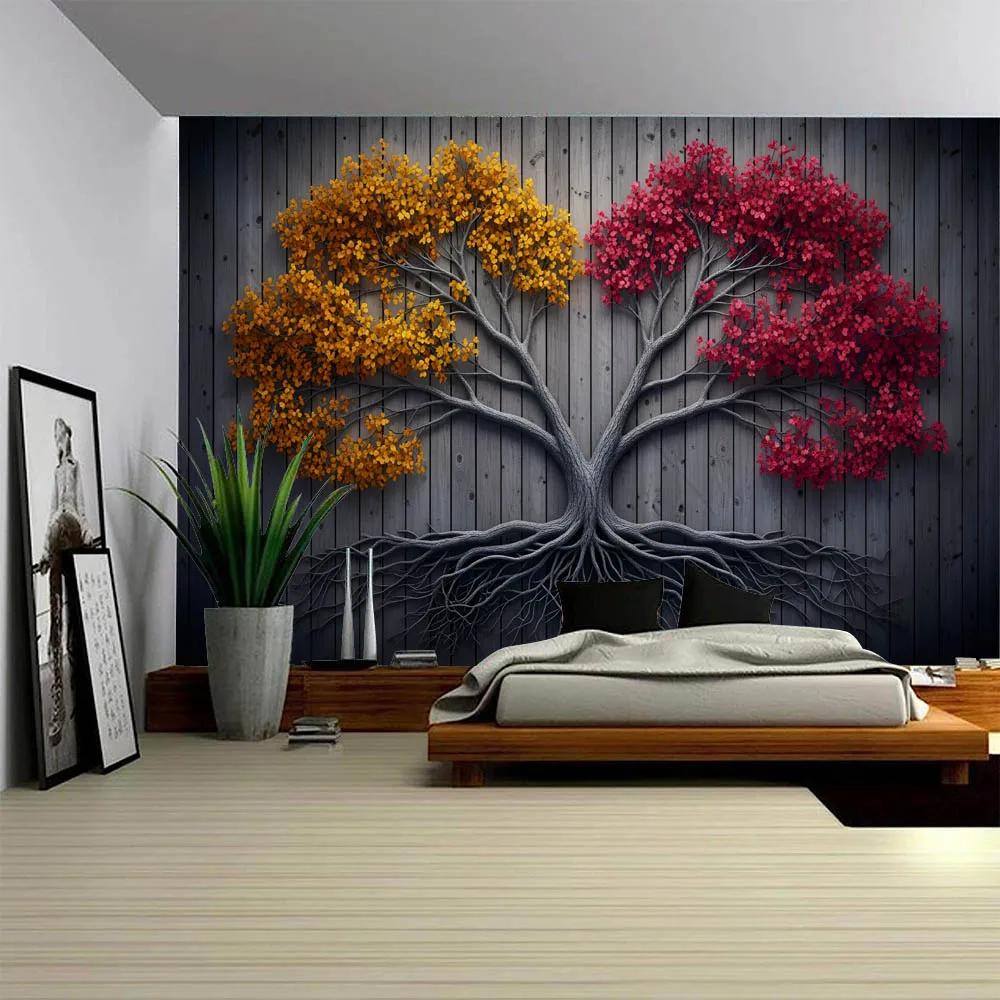 

Wooden board, life tree tapestry, oil painting, printed wall hanging cloth, home wall decoration blanket party background poster