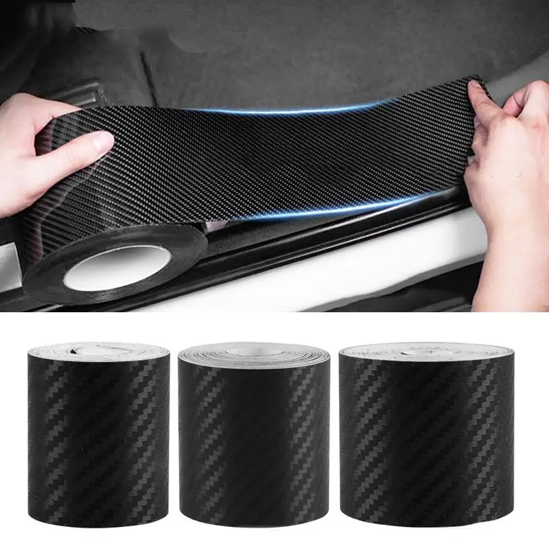 5M/Roll Nano Carbon Fiber Car Sticker Automotive Protective Film Auto Door Sill Side Mirror Anti Scratch Tape 3/5/7/10cm Width