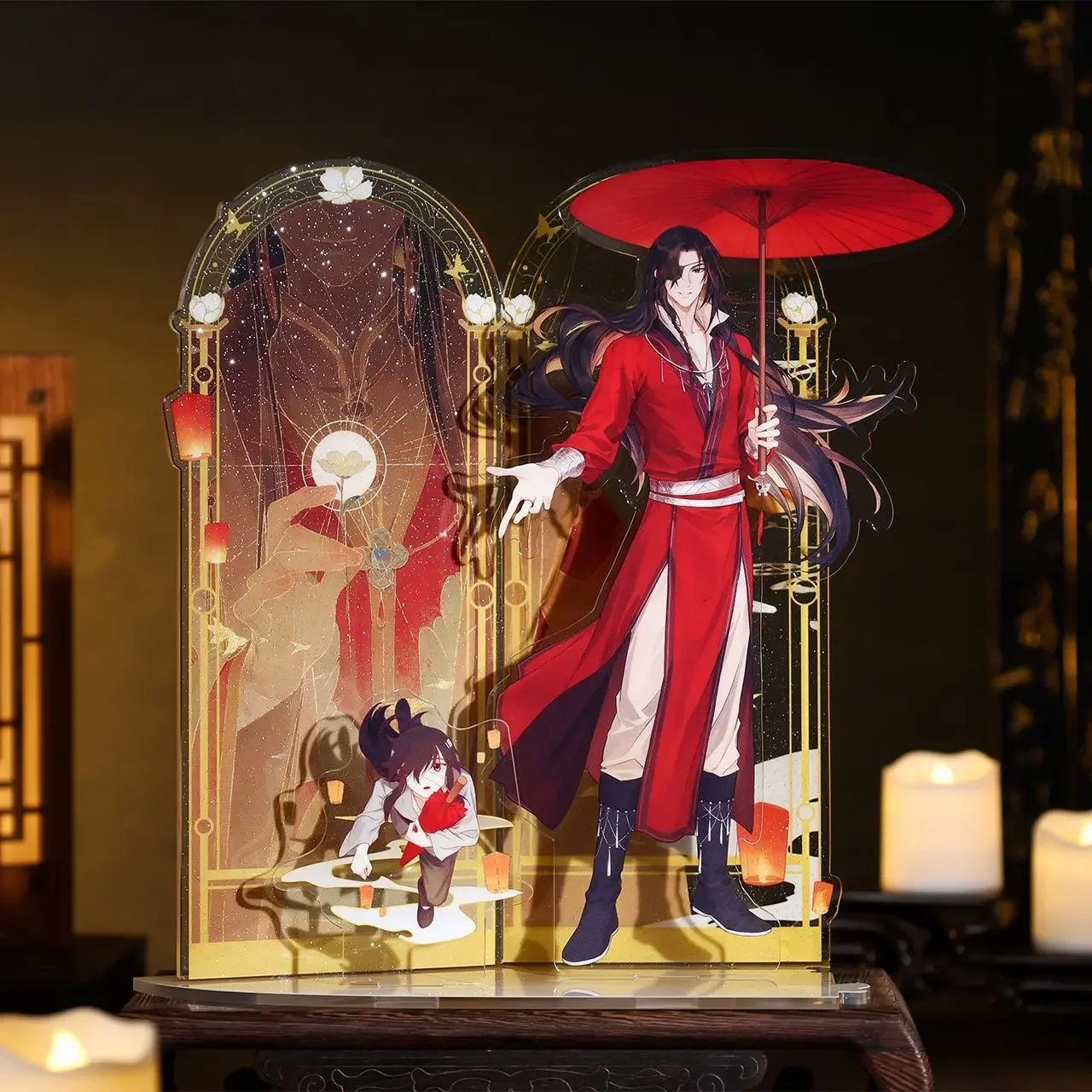 

Hua Cheng Xie Lian Подвесная вывеска Стоящая окрашенная человеческая фигура Tian Guan Ci Fu Акриловая модель Тарелка Декор стола Подарок