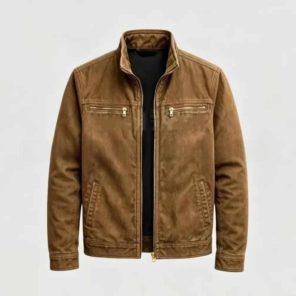 Loose Men's Spring Autumn Long Sleeve Jacket Casual Vintage Workwear Open Cardigan Sporty Outerwear Polyester Fabric