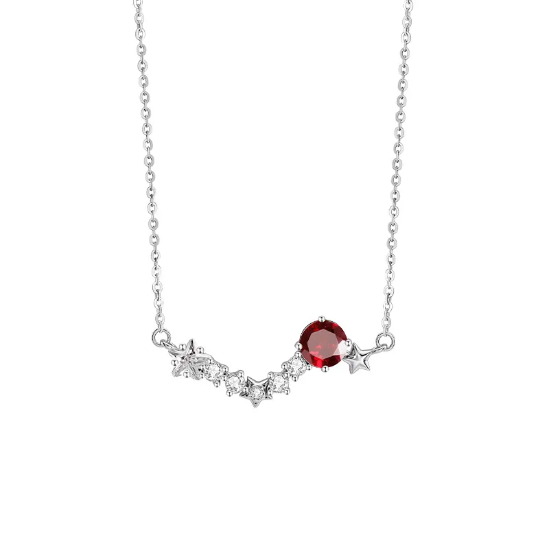 925-シルバーネックレスナチュラルペンダント女性用トパーズ宝石波星形ガーネットシトリンウェディングジュエリーギフト