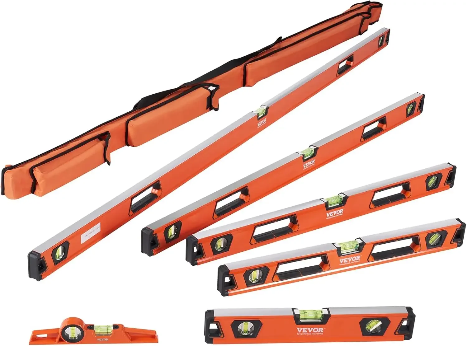 Magnetic Torpedo Level, 78/48/32/24/16/10 in Mechanical Level Set, Bubble Vials Ruler for 45/90/180 Degree, Aluminum Alloy