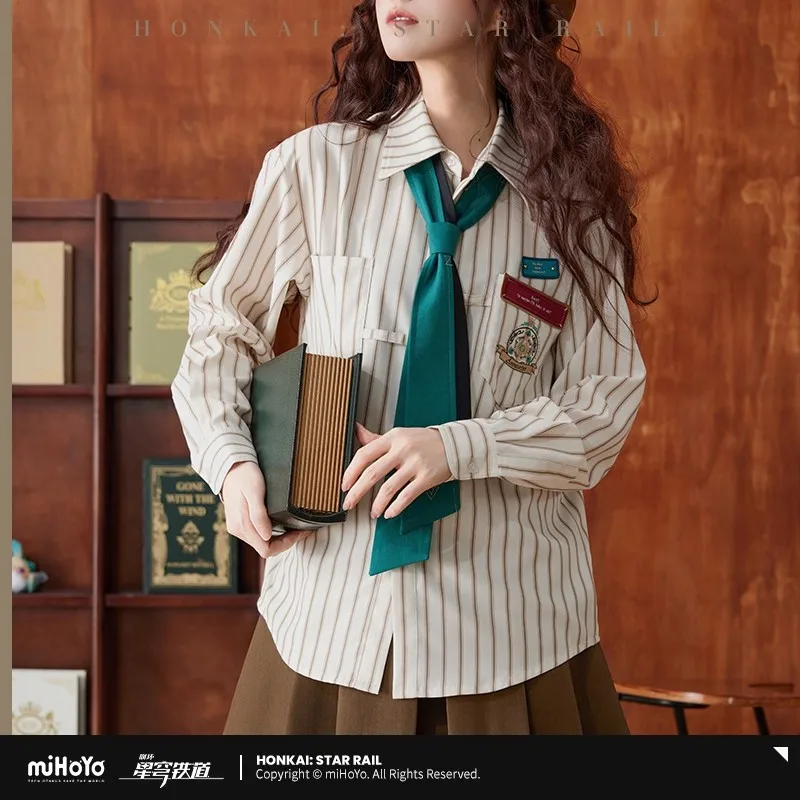 

Game Honkai Star Rail Official Genuine Product Aventurine Themed Two Tone Striped Shirt Halloween Christmas Cosplay Costumes DIY