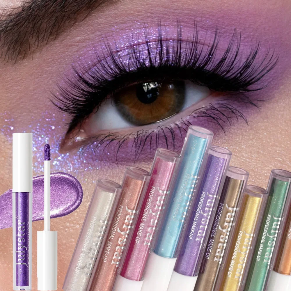 Ombretto metallico liquido a 10 colori, trucco glitterato ad alta lucentezza impermeabile a lunga durata, rosa scintillante per festival di feste