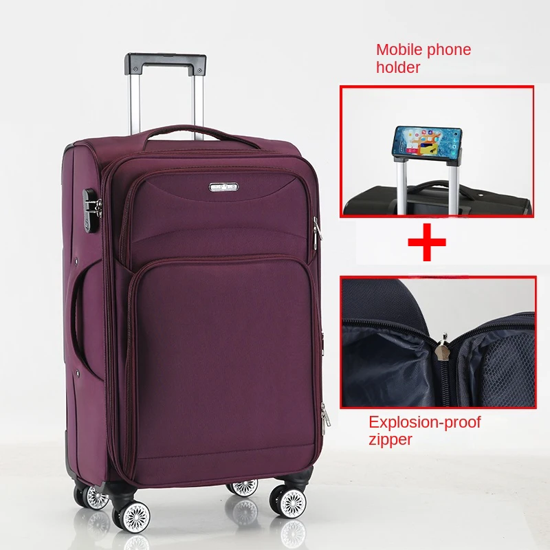 

Suitcase Oxford New Luggage with Phone Holder Men Large Capacity 28"32"34 Inch Password Trolley Case Women Travel Bags 18"20"24"