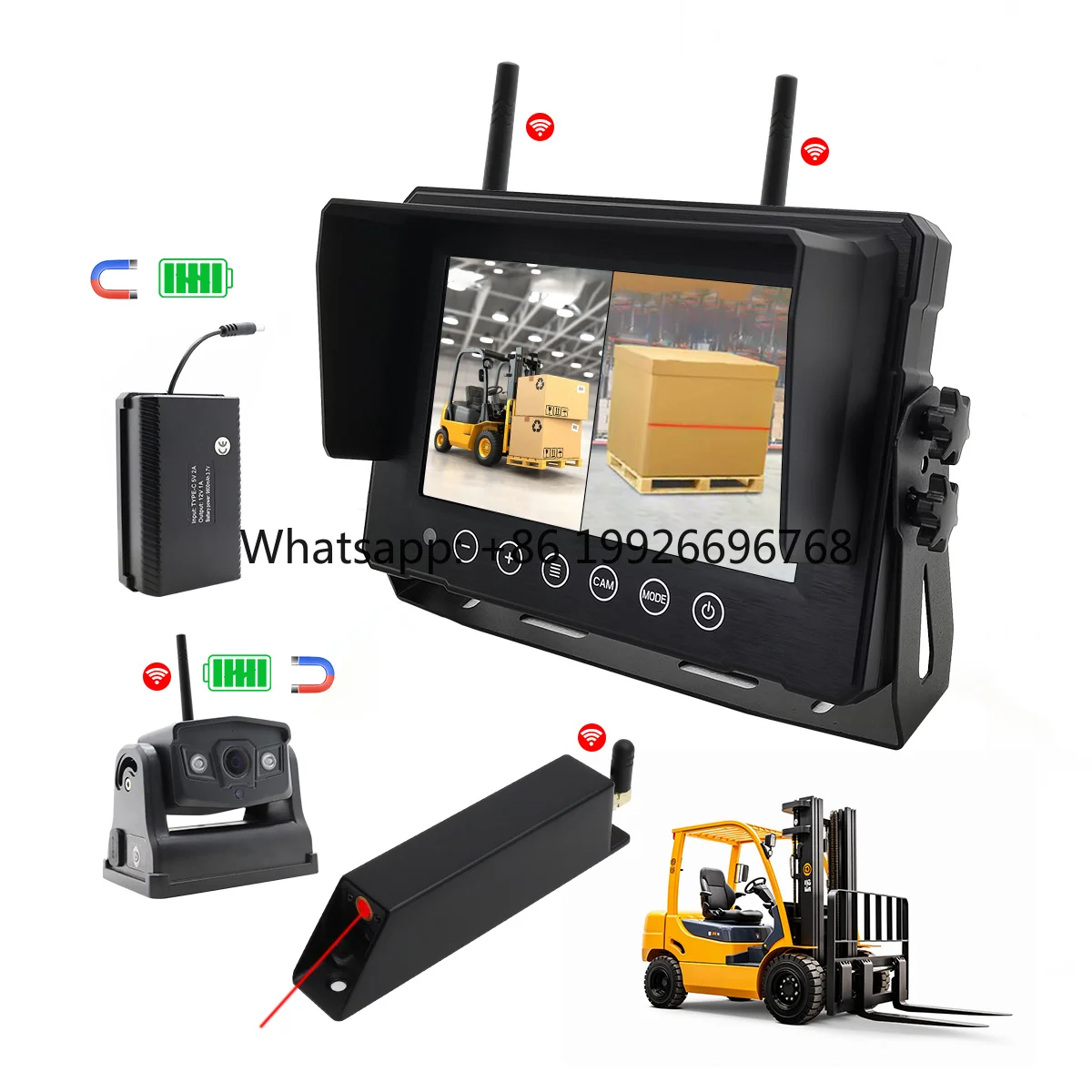 7 Inch Waterproof 1080P HD DVR 4CH Wireless Forklift IP69 Built in Battery Camera System Magnetic Camera for Forklift