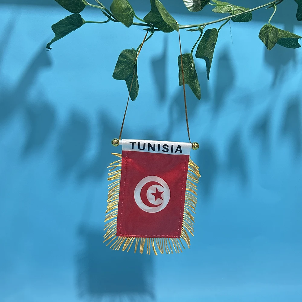 SKY FLAG Tunisia Car Window Flag 8*12cm Polyester Double Side Printed Tunisia Hanging Pennant Flags Tunisia Mini Flag