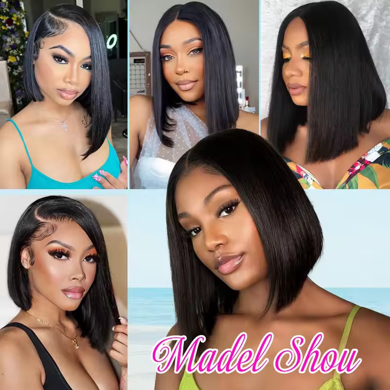 Bob Wig Human Hair 13x4 Hd Lace Front Human Hair Wigs For Black Women Glueless Lace Front Wigs Pre Plucked Pre Cut Straight Bob - Image 6