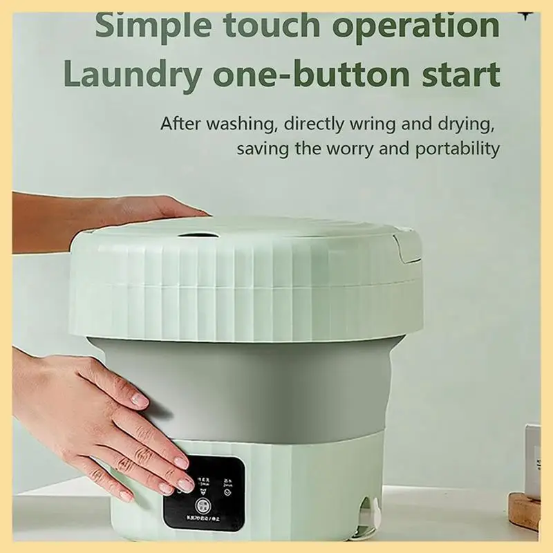 

1 Piece Portable Washing Machine Folding Mini Washing Machine Sterilization Drying Washing Machine For Clothes EU Plug Green