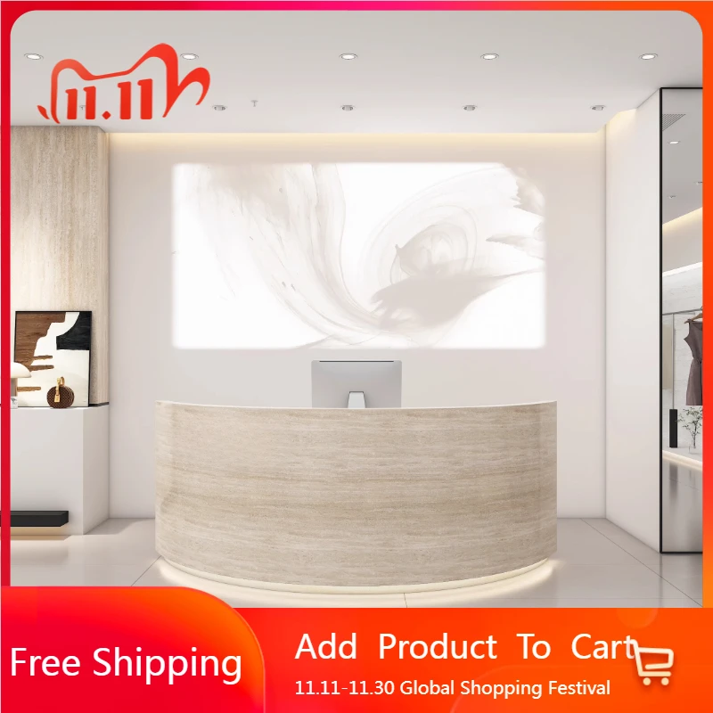 مكاتب استقبال منحنية بسيطة، تجميل تنفيذي، مكاتب استقبال صالون فريدة من نوعها، تصميم شركة Mostrador الأثاث العصري #1