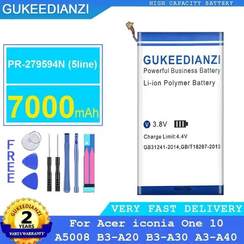 

Tablet Battery 7000mAh For Acer Iconia One 10 A5008 B3-A20 B3-A30 A3-A40 PR-279594N 5line Environmentally Friendly