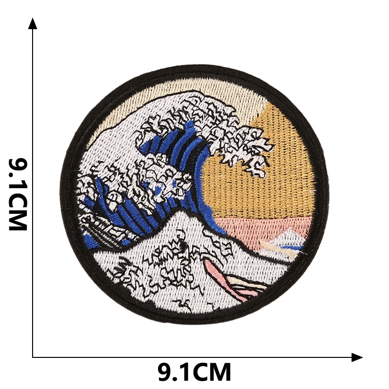 Patches für Jacken, Outdoor-Kleidung, Meereswellen, Naturlandschaft, Walstreifen, Parches, zum Aufbügeln, bestickter Stich, DIY-Designer, zum Aufnähen – Detail 12