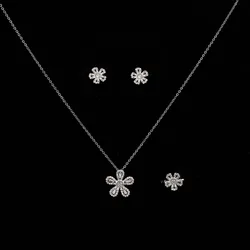 Jewelry Set HADIYANA Chic and Fashionable 3-Piece Shinning Jewelry Flower Shape Cubic Zirconia Luxury Designer CN4088 Accesory