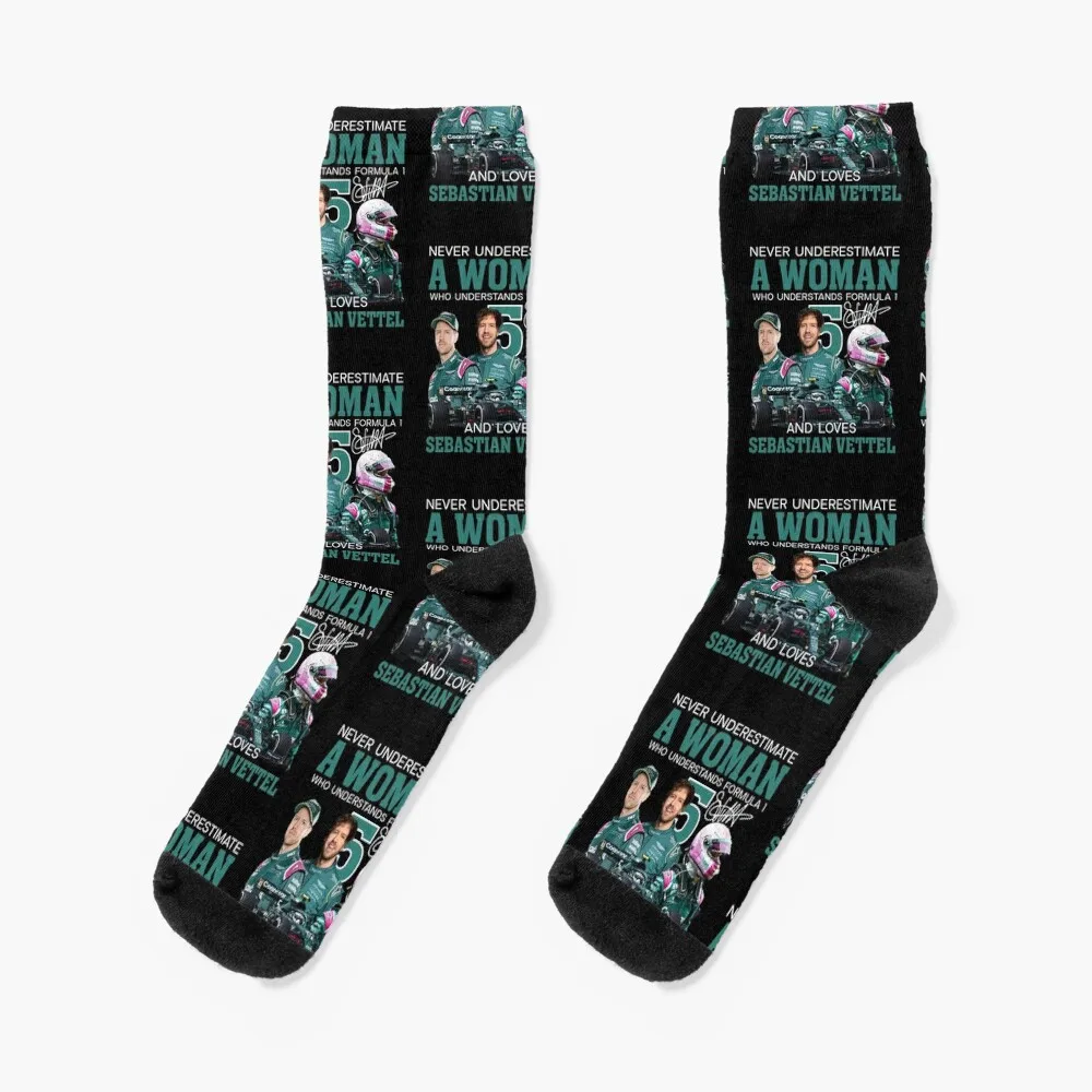 

sebastian vettel vintage retro Socks floral colored funny gift sheer Man Socks Women's