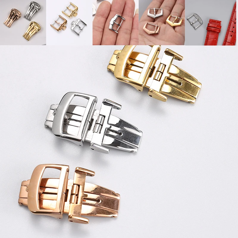 Men's and women's solid bright steel buckle for huawei Samsung xiaomi Rolex accessories 16mm18mm brand Folding buckle