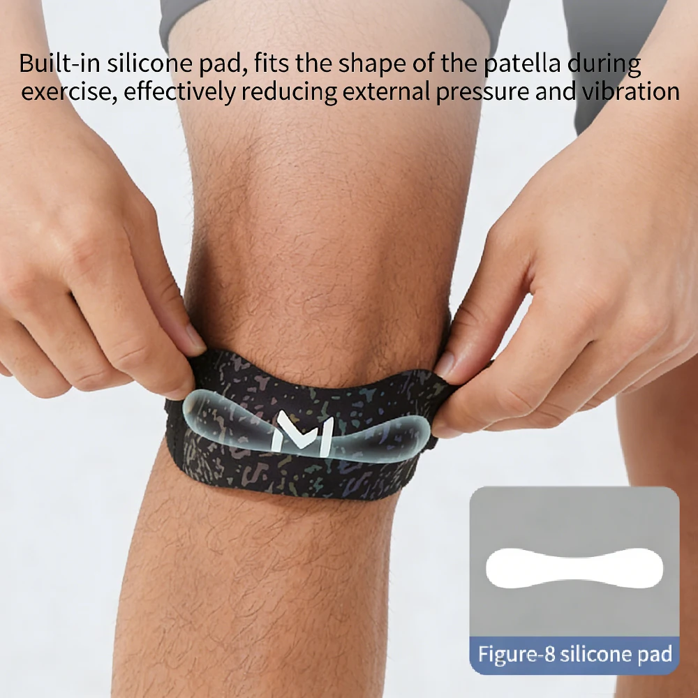 1 Stück Kniebandage für Damen und Herren – Patella-Kniegurt zur Unterstützung bei Sehnenentzündung, Basketball, Laufen, Tennis, Kniebeugen – verstellbar – Detail 6
