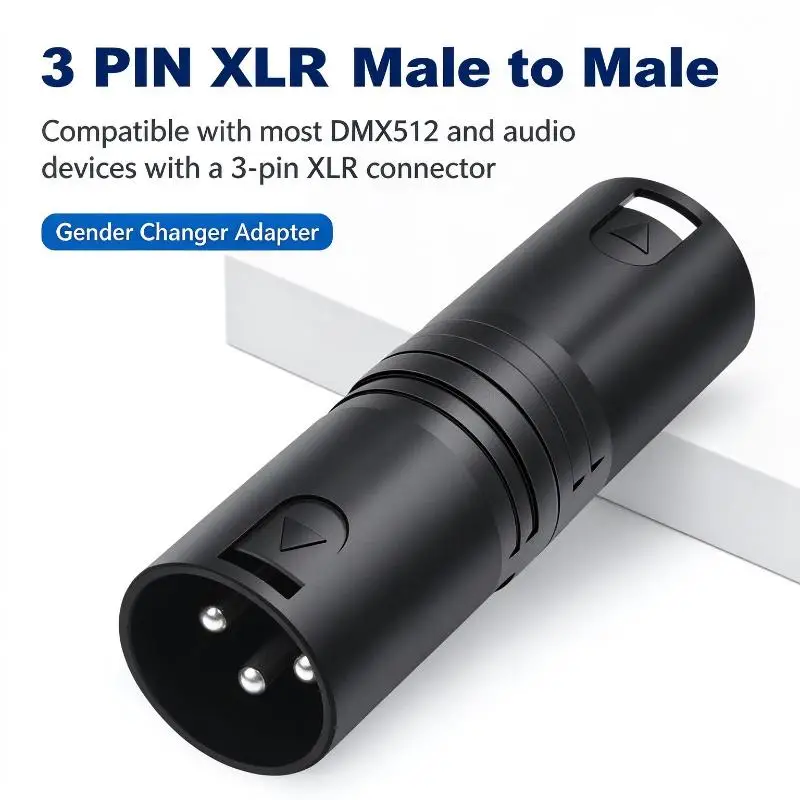 XLR Male to Male Microphone Connector 1Pcs 3 Pin Corrosion Resistant Audio Cable Plug for Stage DJ Mixer Home Audio Setup