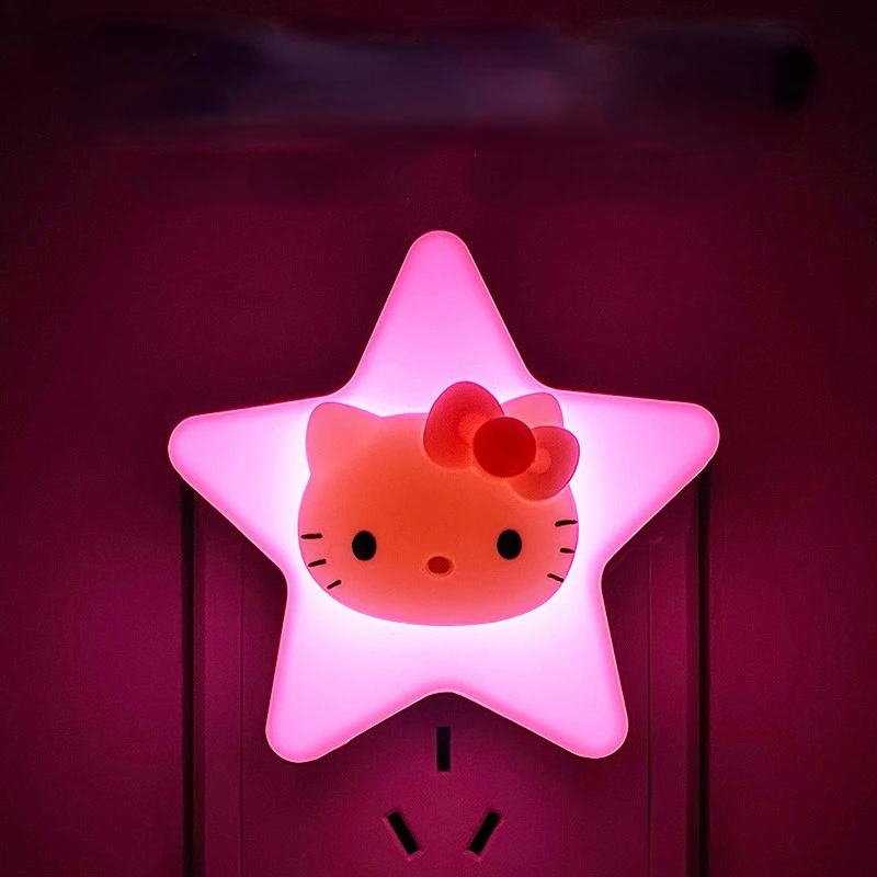 Sanrio Hello Kitty Kuromi moja melodia Cinnamoroll Cartoon LED lampka nocna sterowanie lampka do spania dla dziecka kreatywna sypialnia dziewczyna serce