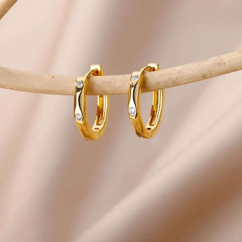 Elegant Geometric Earrings Lightweight Alloy Hoops for Trendy Outfit Complement