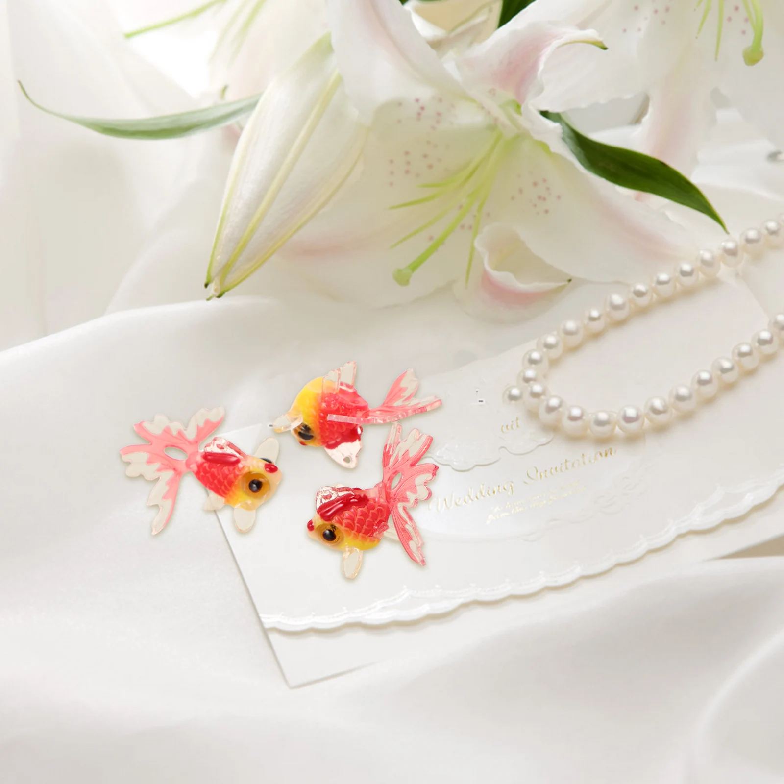 

6 Pcs Colored Goldfish Pendants Necklace Resin Accessories DIY Earring Charms for Jewelry Making