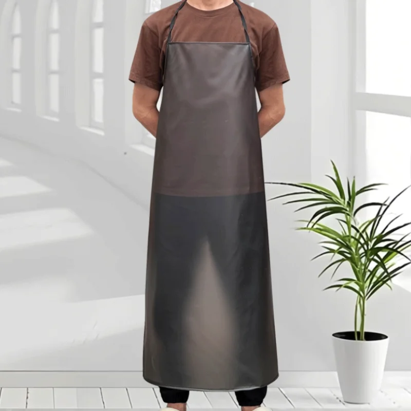 

PVC Apron Waterproof And Oil Resistant Kitchen New Style Thickened Men's And Women's Work Apron Dishwashing Cleaning Household