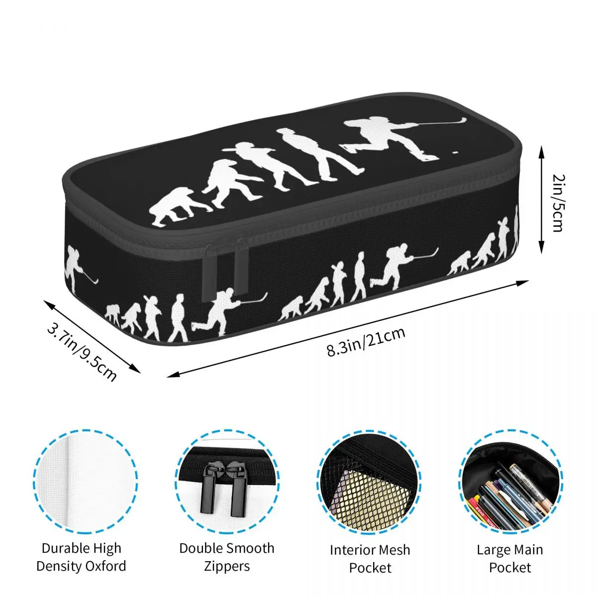 Evolution Hockey Pencil Case Pen Holder Storage Stationery Supplies Big Capacity Pen Box Pencil Bag for Students