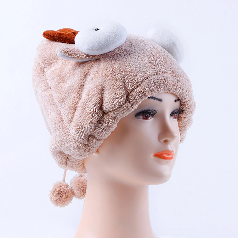 

1pcs Grey Antler Hair Drying Fast Water Absorption Quick Dry Bathing Gym Travel Cartoon Hair Cap Hook Hanging Design Comfortable
