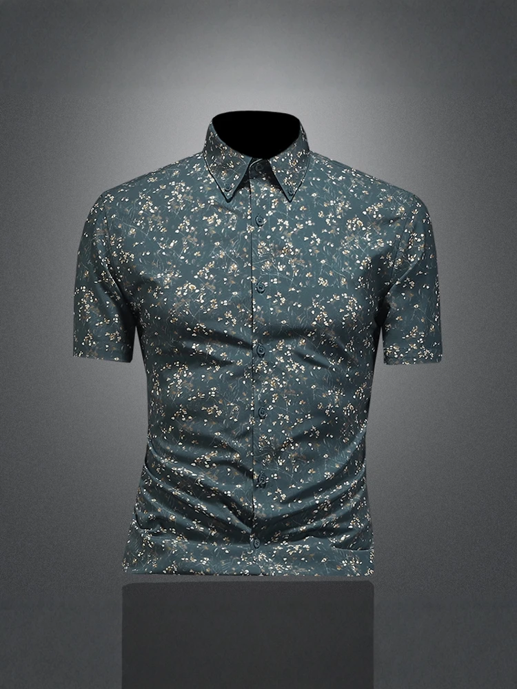 

Мужская повседневная рубашка с цветочным принтом, летняя коллекция 2025, приталенная, из полиэстера, без бренда, молодежная, модная, с эффектом тай-дай