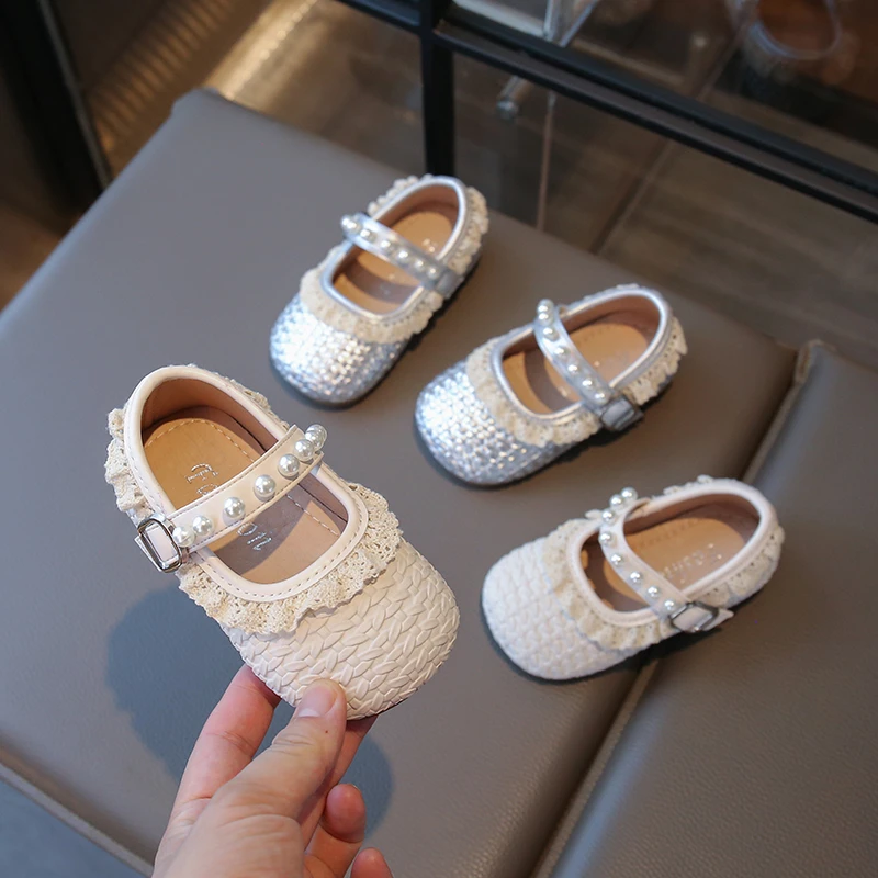 

Lolita Fashion Girls Leather Shoes Woven Style Children Lace Causal Shoes Wedding Party Kids Princess Ballet Dress Flat Shoes