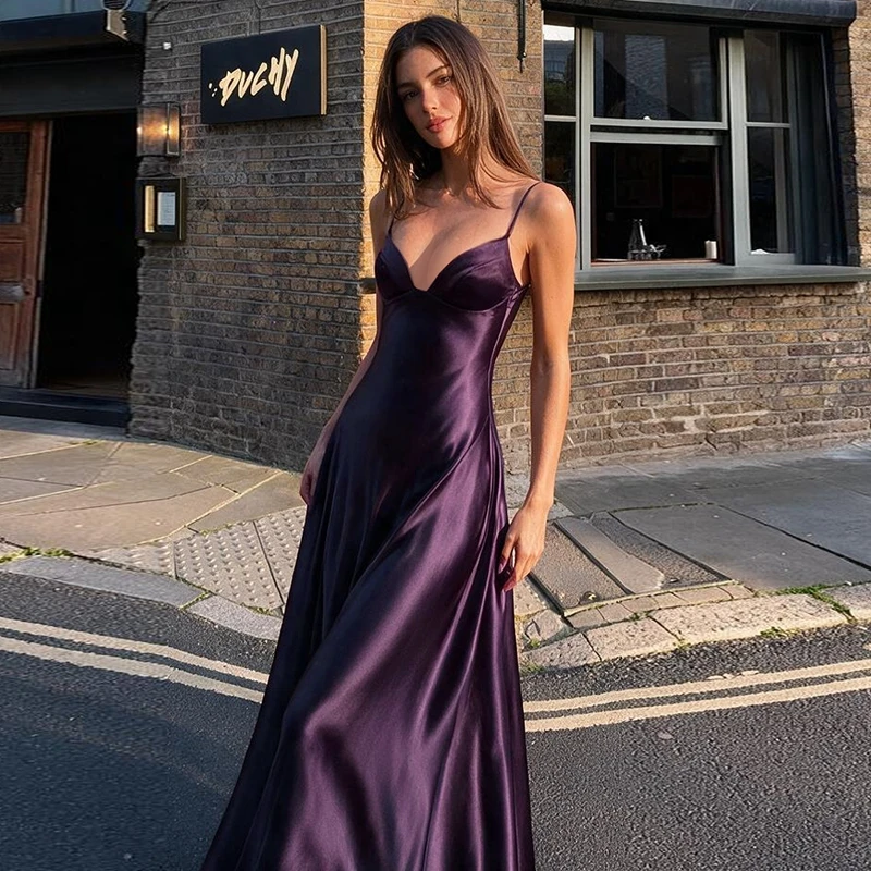 Hugcitar Damen Elegantes Einfarbiges V-Ausschnitt-Unterkleid Sexy Bodycon Reißverschluss-Maxikleid Modisches Damen-Outfit Abendparty Geburtstag Sommerkleid – Detail 19