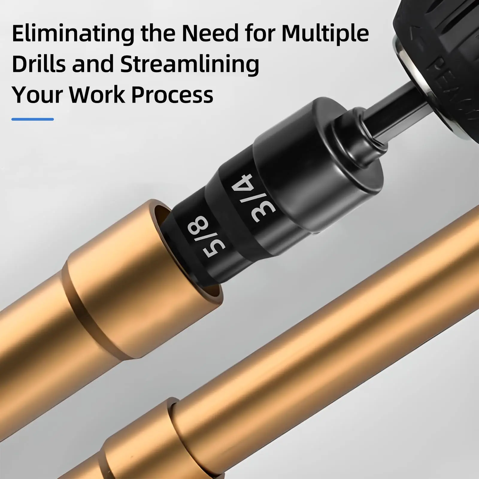 Swaging เครื่องมือ 5 in 1 Air Conditioner ท่อทองแดง Expander Swaging เจาะชุด Bit Hex Shank, 1/4, 3/8, 1/2, 5/8, 3/4 Bits