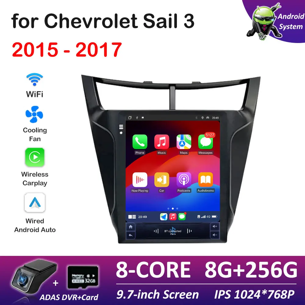 

Cooling fan Wireless Carplay Car Video for Chevrolet Sail 3 2015 2016 2017 Radio Player DSP Stereo GPS Navigation Touch Screen