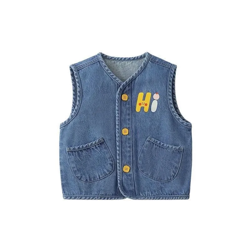 Children's Vest Spring and Autumn Vest Coat 2025 New Arrival Boys and Girls Fashion Outerwear Baby Sleeveless Vest Coat LH178