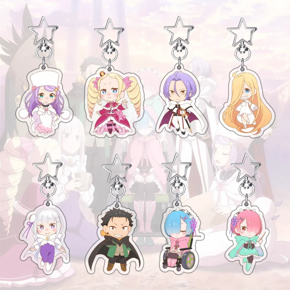 Аниме-re-zero-Початок-жизни-в-другом-мире-‌-Брелки-подвески-subaru-natsuki-emilia-rem-beatrice-подарки-для-фанатов-аксессуары