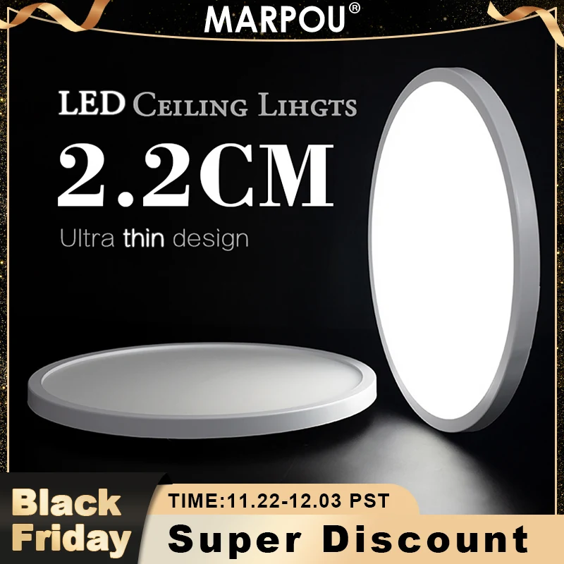 MARPOU LED Ceiling Lamp Ultra-thin Living Room 9W 13W 18W 24W Lighting Fixture Cold Warm White Ceiling Lights for Bedroom Kitche