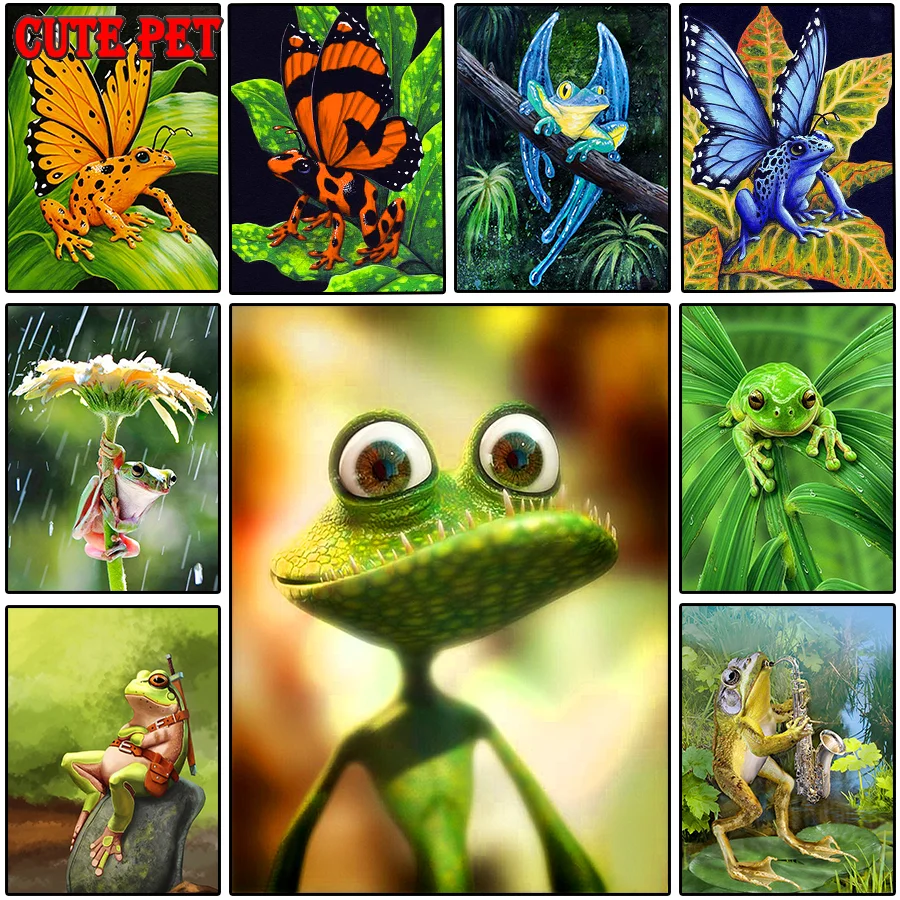 

animal frog 5d mosaic DIY Diamond Painting diamond Embroidery full square round Diamond cross stitch natural animals home decor