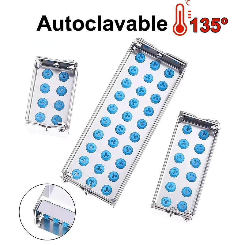 1Pcs Open-Top Dental Silicone and Stainless Steel Sterilization Box, High- and Low-Speed Handpiece Holder, Dental Storage Box