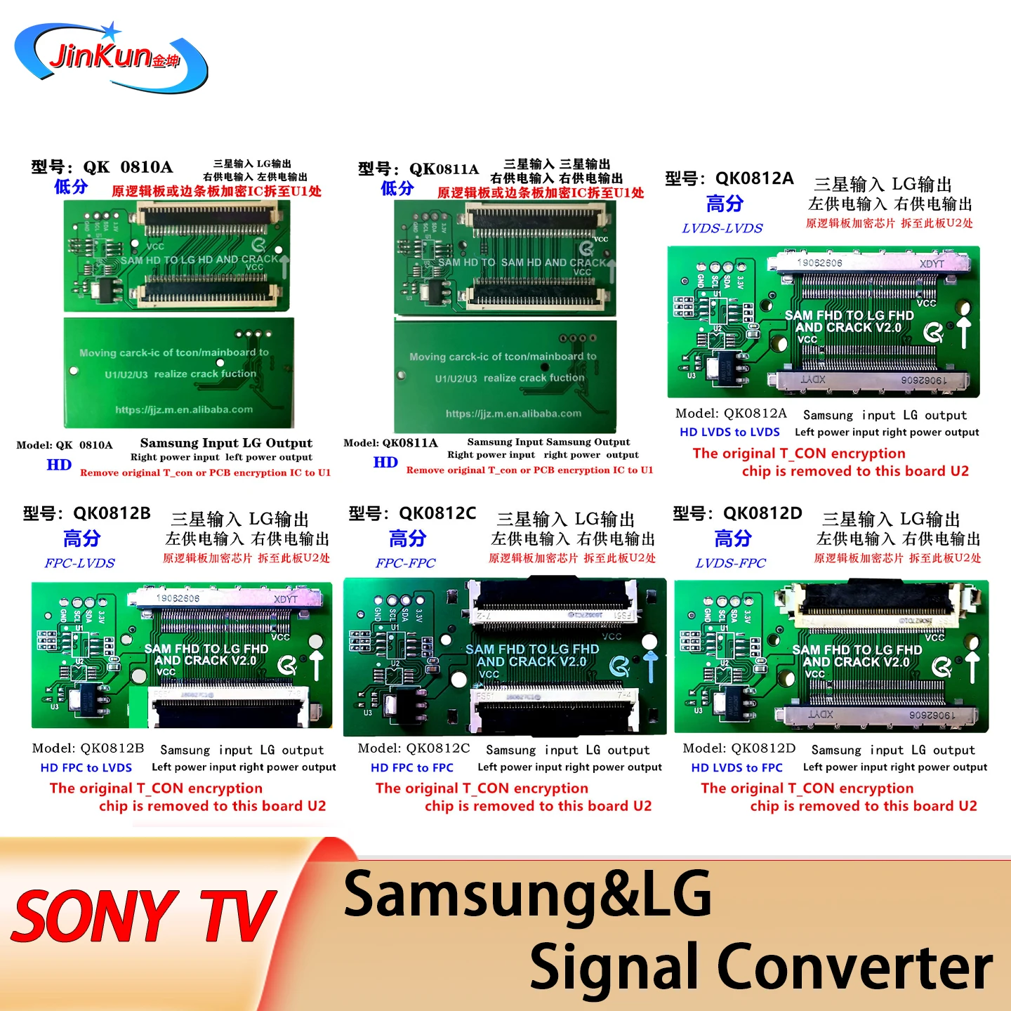 

Sony TV LCD Signal Adapter Board Replacement for Samsung to LG Low Maintenance Kit QK0810 QK0812 QK0813 QK0811