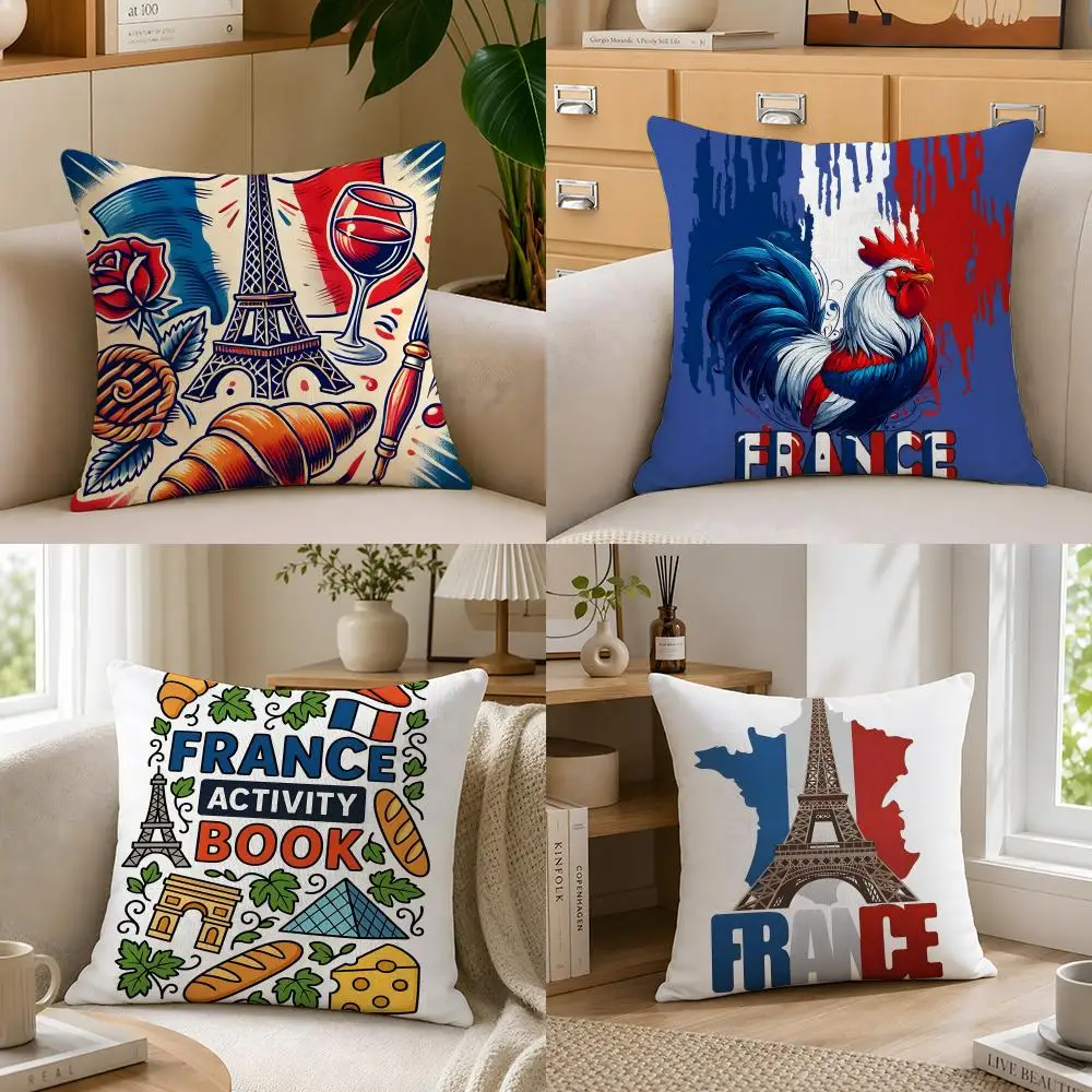 Art F-France C-Culture S-Series Funda de cojín, funda de almohada, funda de cojín decorativa para sofá, hogar, cama, exterior