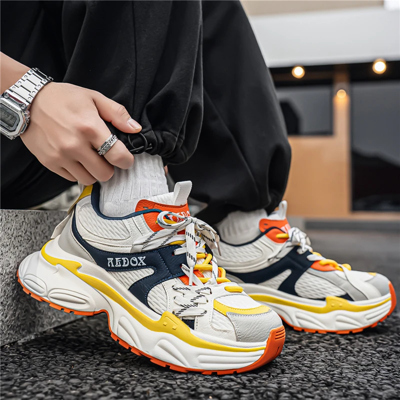 Shock Absorbing Gym Trainers - รองเท้าผ้าใบเทนนิสหนังแท้สำหรับผู้ชาย ดูดซับแรงกระแทก กันลื่น ทนทาน นุ่มสบาย รองเท้ากีฬาสำหรับออกกำลังกายในยิมและกิจกรรมกลางแจ้ง