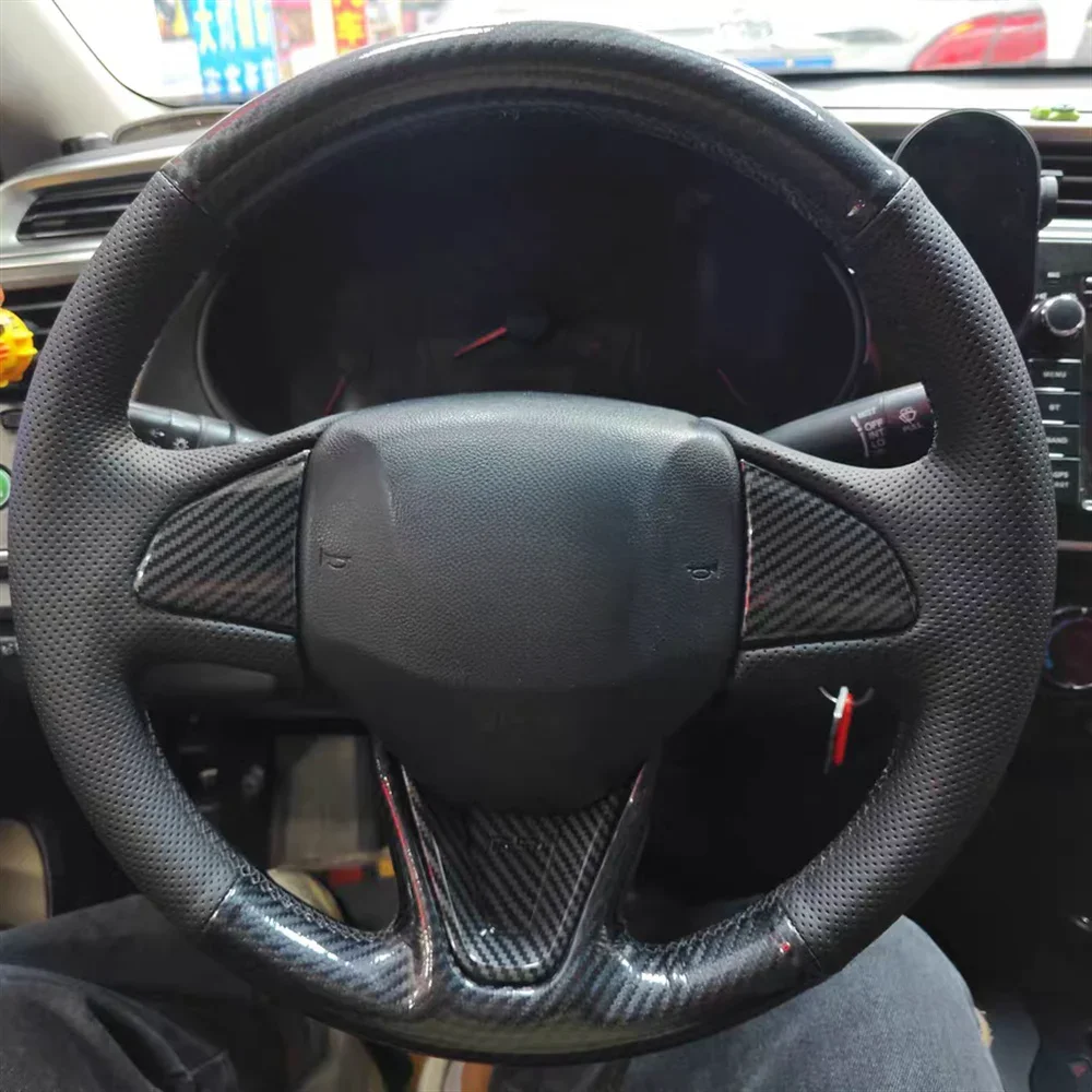 

Non-Slip Car Steering Wheel Cover Carbon Fiber Steering Wheel Braid Interior Accessories For Honda New Fit 2014 2015-2020 Models