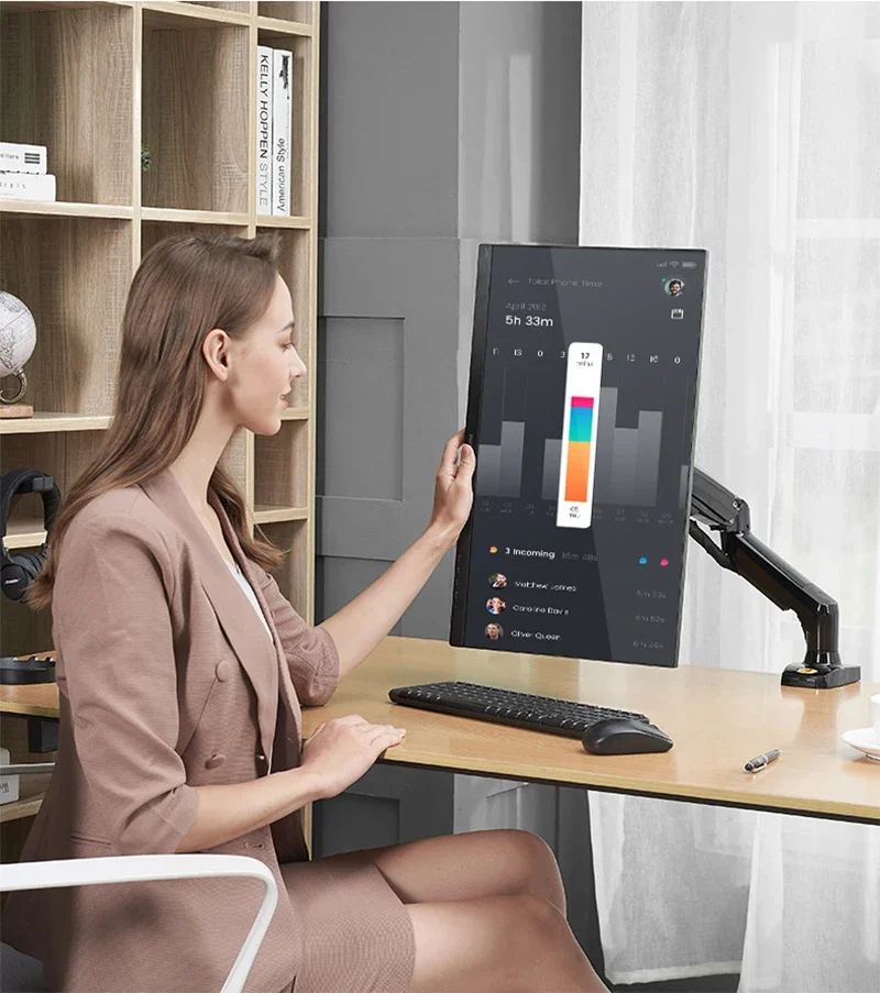 F80 LCD LED Display Bracket Lengan Instalasi Desktop Gas Spring 17-30 Inci LCD Full Motion Display Bracket Memuat 2-9 Kilogram