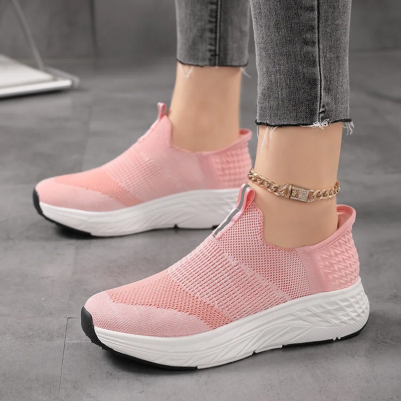 

2024 summer new women's shoes flying woven shoes mesh shoes increase shoes Spring and autumn casual shoes breathable fashion