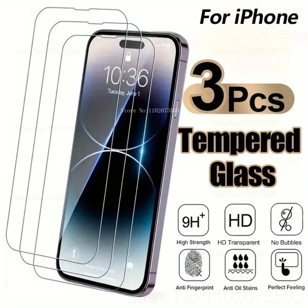 

3Pcs HD Tempered Glass for IPhone 17 16 15 Promax 17 Air 17 Promax 9H Screen Protector 11 12 Mini 14 13 Promax 16 Plus 16E Films