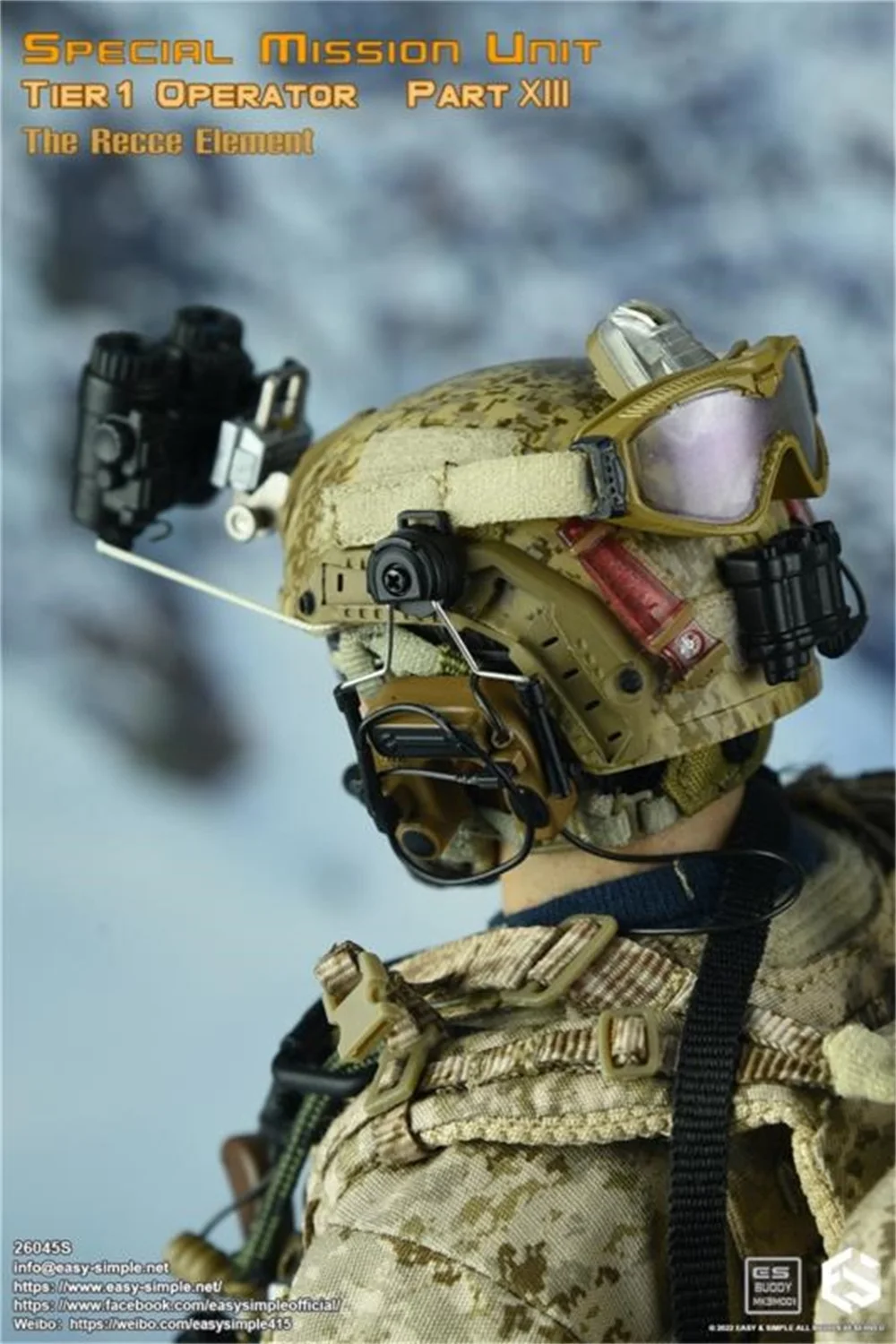 1/6 Easy&Simple ES 26045S Special Mission Unit Tire1 Operator Part XIII The Recce Battle Head Helmet Night Vision Fit 12