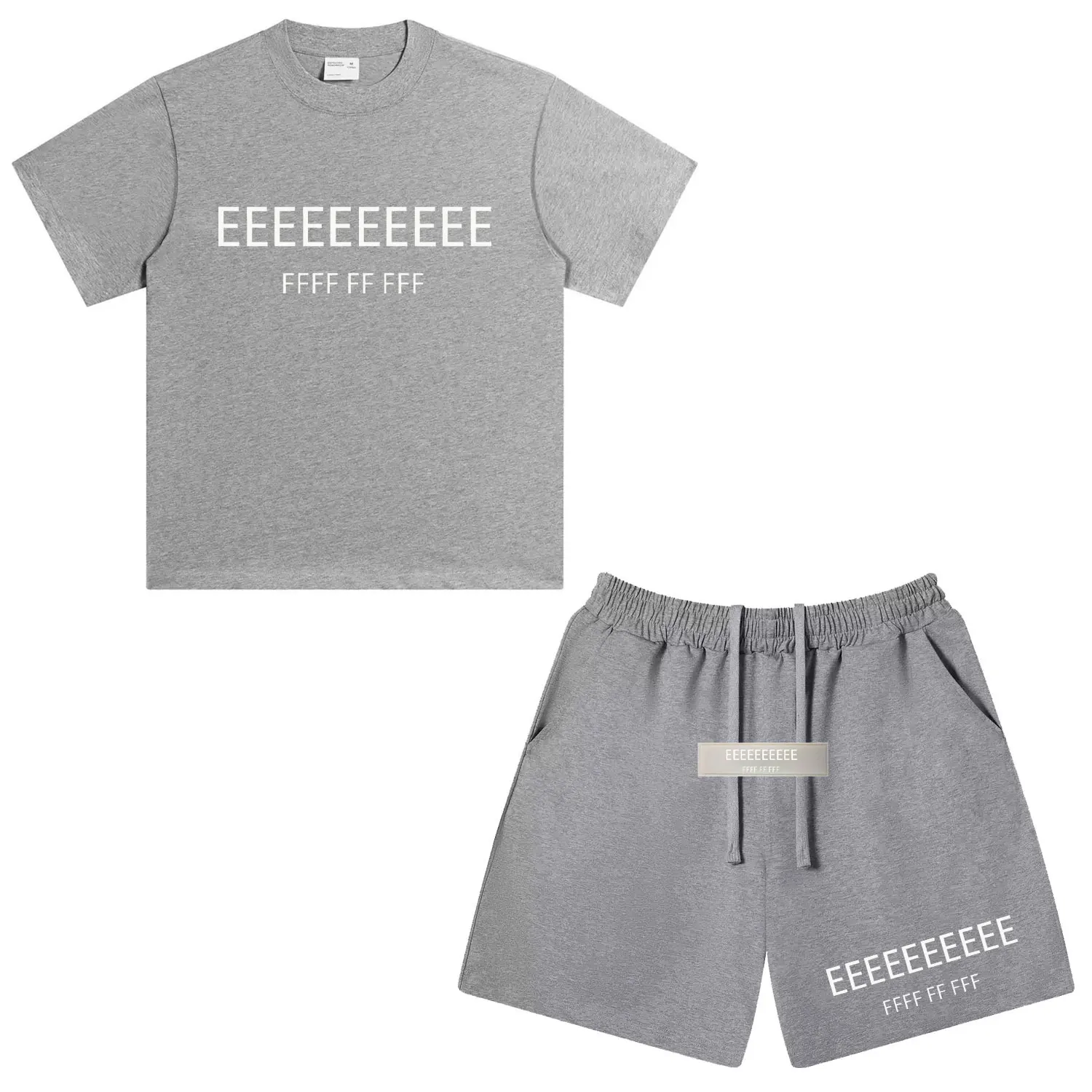 2026 Men's New Summer Cycling Double Line Letter Printed T-Shirt and Shorts Set, Suitable for Both Men and Women in Urban Fashio
