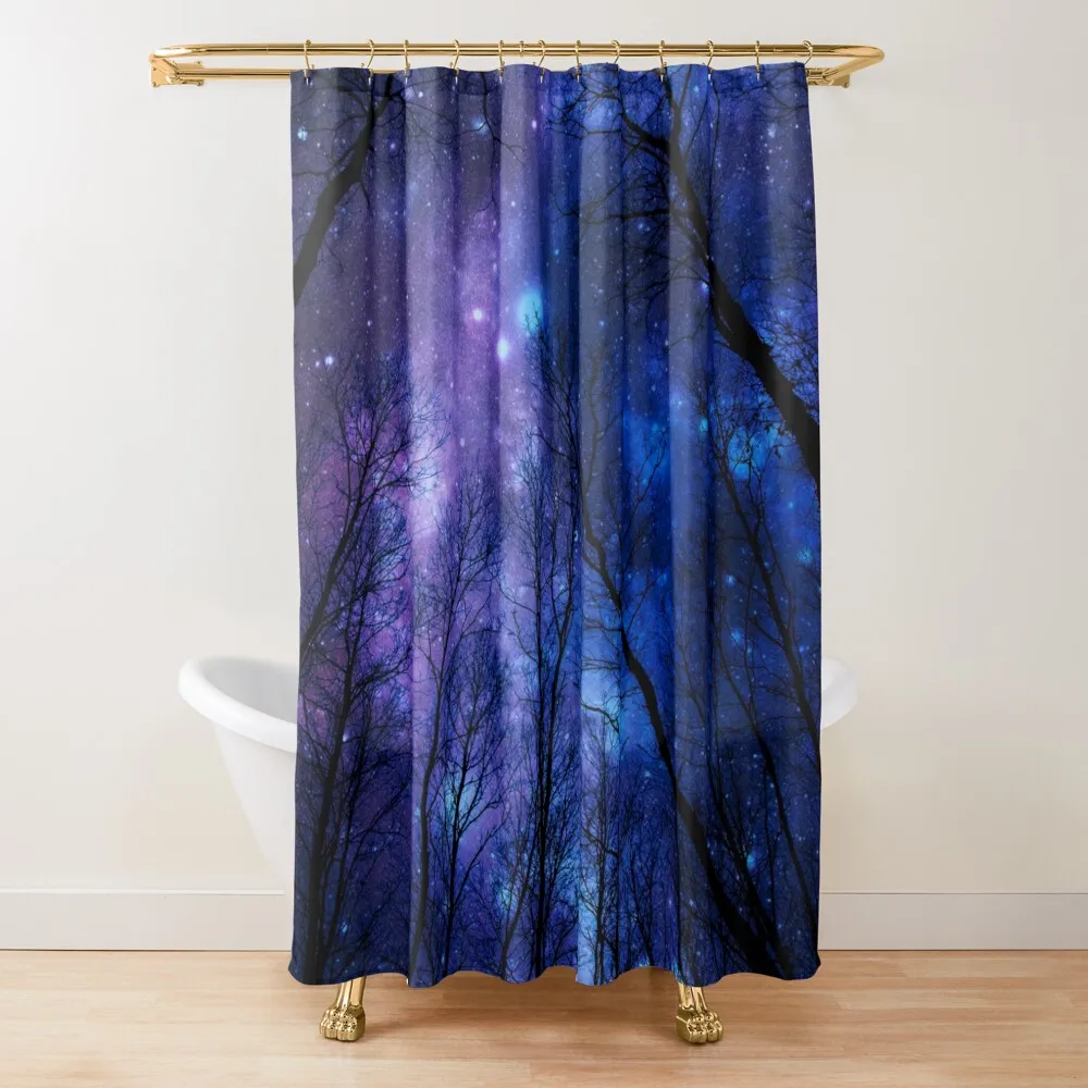 

Black Trees Deep Blue Purple Space Shower Curtain Waterproof Fabric Shower Bathroom Shower Set Bathroom Curtain